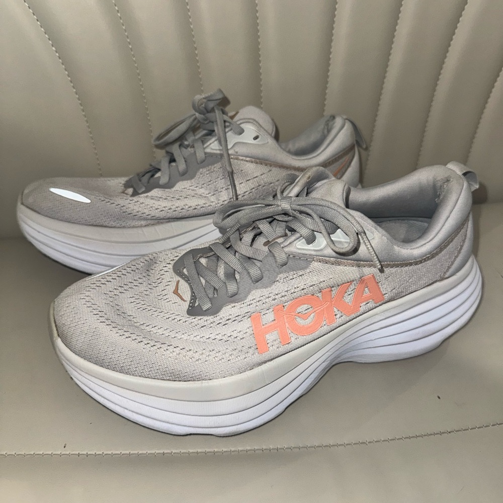 Hoka Bondi 8 in Gray and Blue